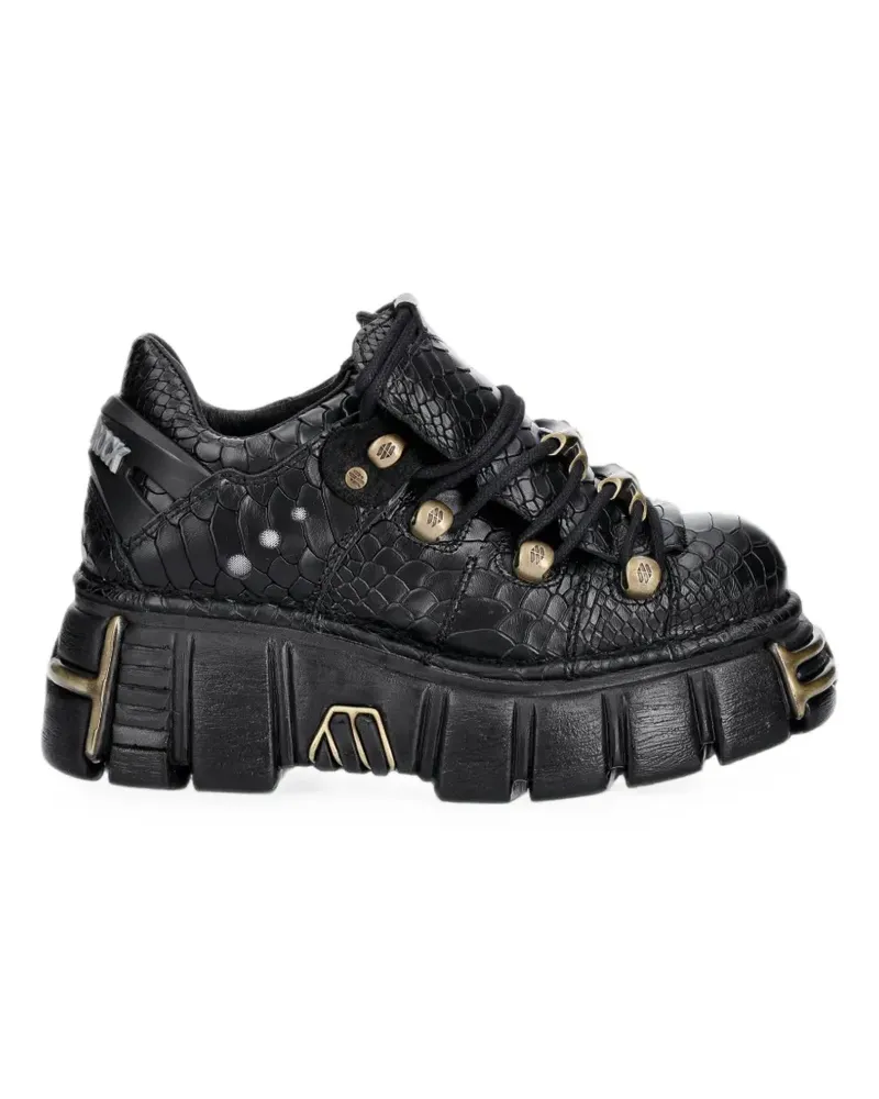 New Rock Derby-Schuhe mit Kroko-Effekt - Schwarz Schwarz