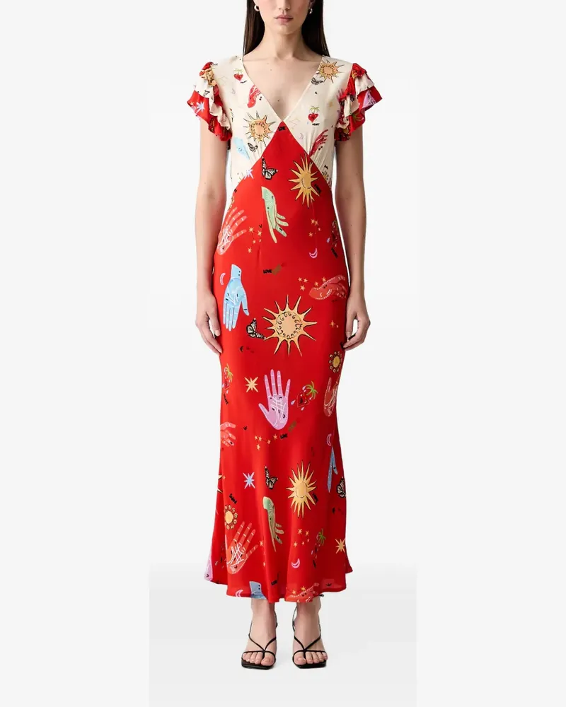 Never Fully Dressed Maxikleid mit grafischem Print - Rot Rot
