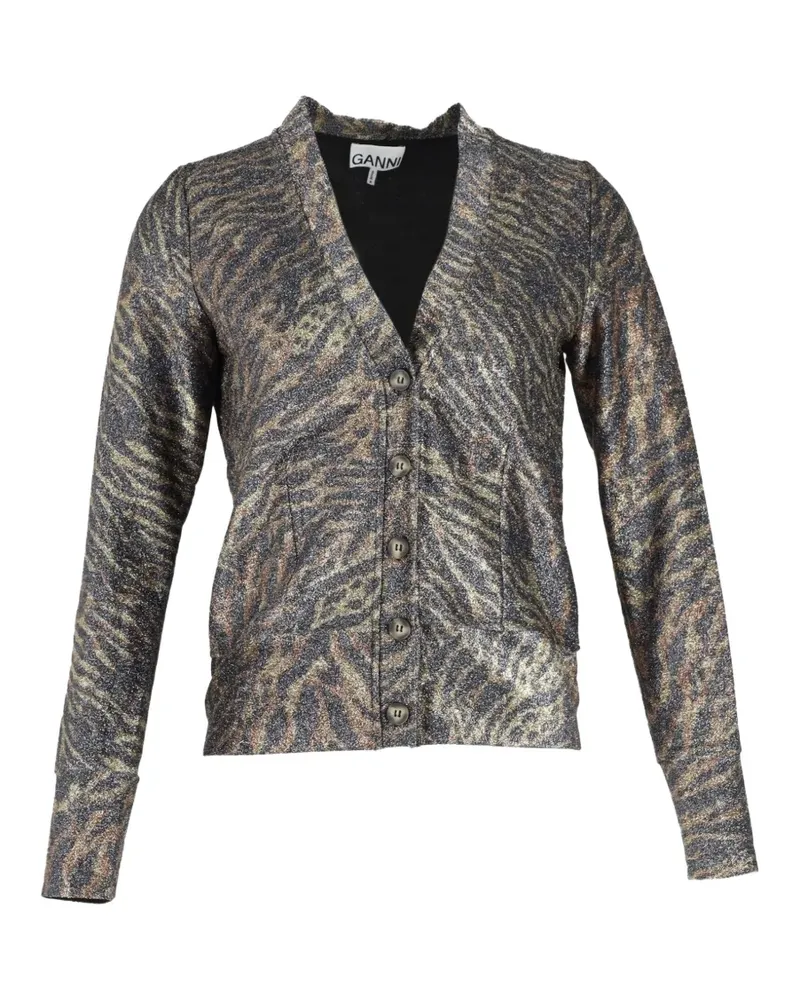 Ganni jersey animal-print cardigan - Grau Grau