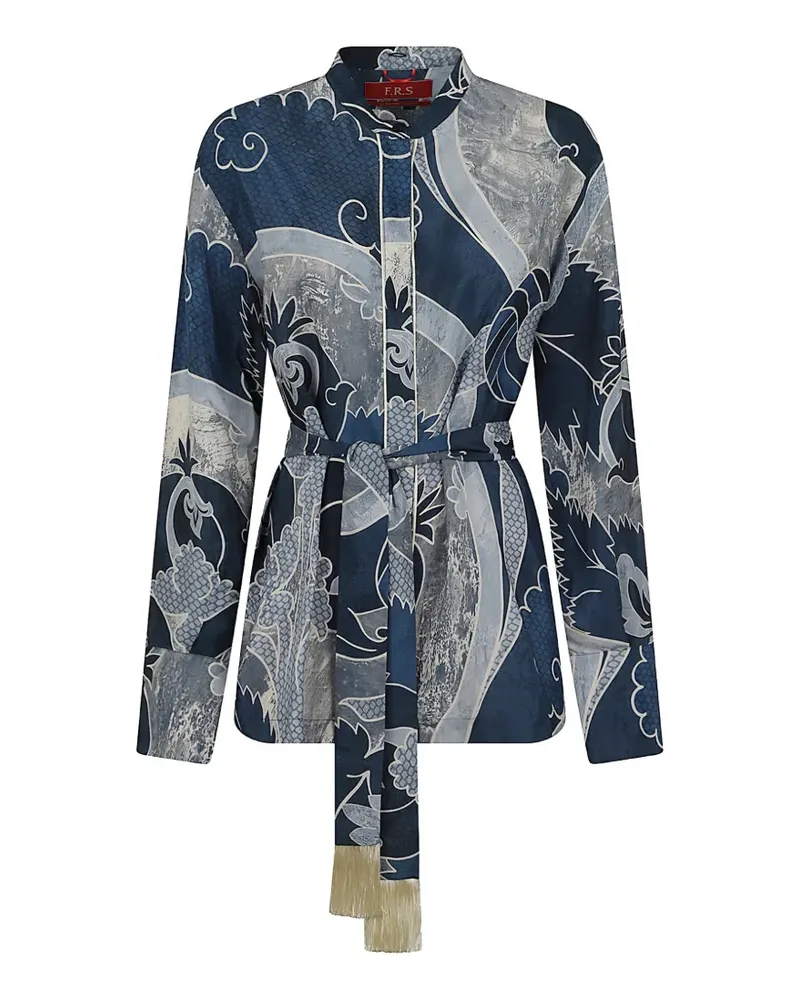 For Restless Sleepers graphic-print belted shirt - Blau Blau