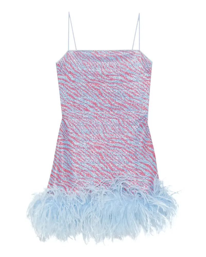 Oséree animal-print feather-trim mini dress - Blau Blau