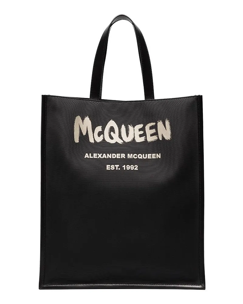 Alexander McQueen Shopper mit Logo Schwarz