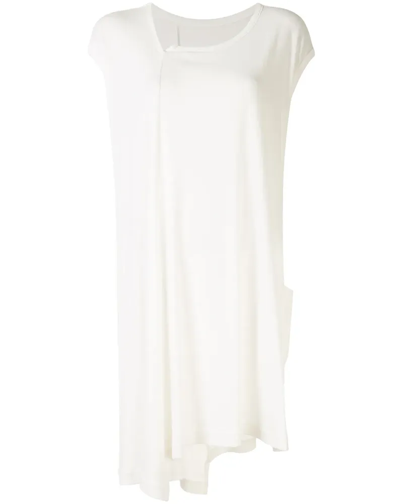 Yohji Yamamoto Asymmetrisches T-Shirtkleid - Weiß Weiß