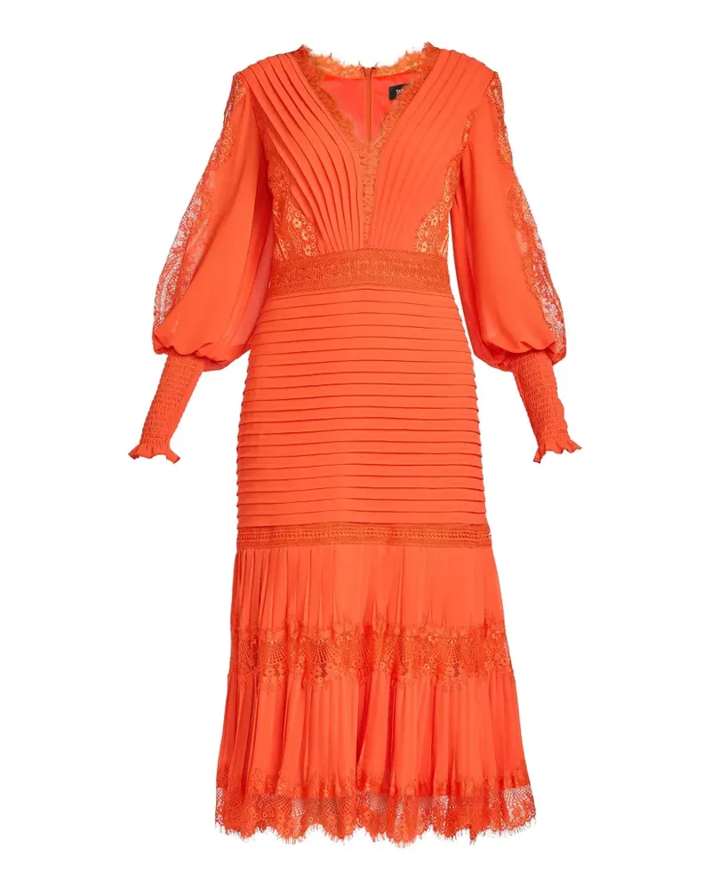 Tadashi Shoji Nyssa Bishop Maxikleid mit Spitzenbesatz - Orange Orange