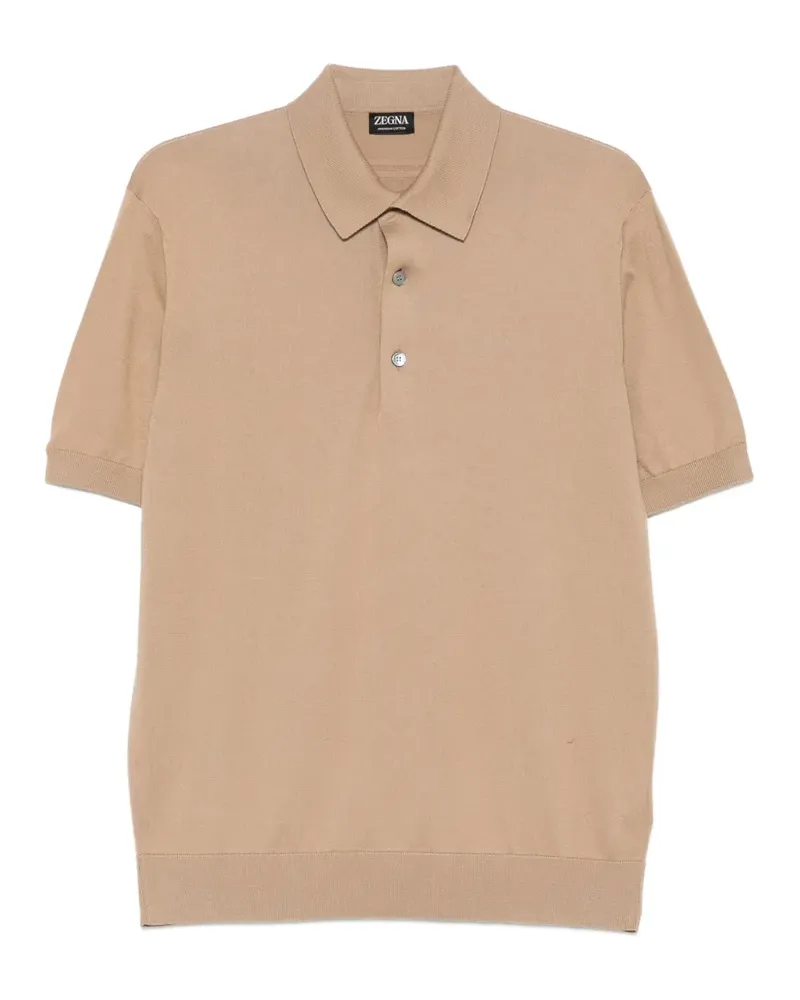 Ermenegildo Zegna short-sleeve ribbed-knit polo shirt - Nude Nude