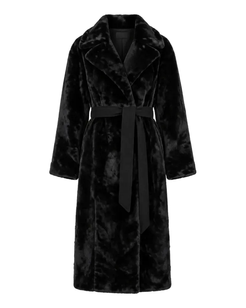 Kaos belted fur coat - Schwarz Schwarz
