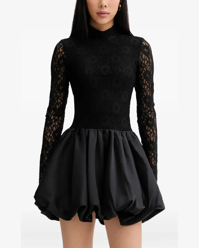Bardot lace bubble-skirt mini dress - Schwarz Schwarz