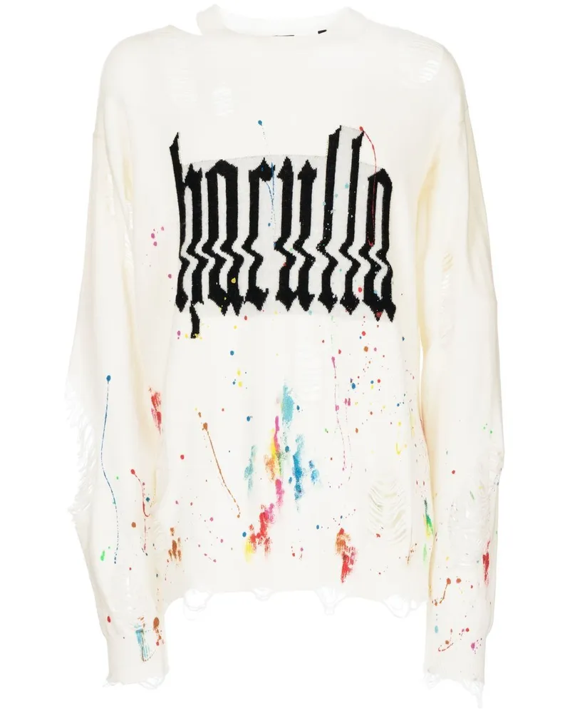 Haculla Glitched Sweatshirt im Distressed-Look Weiß