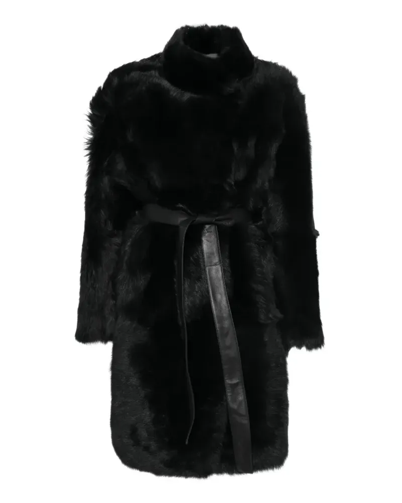 Yves Salomon belted lambskin coat - Schwarz Schwarz