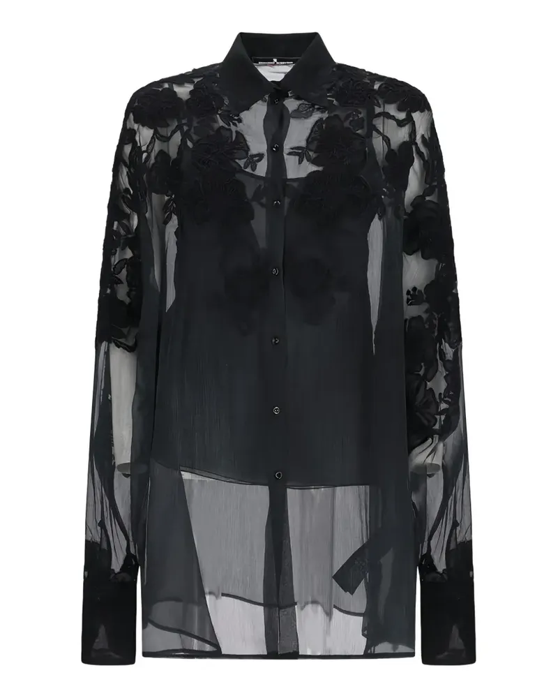 Ermanno Scervino embroidered sheer shirt - Schwarz Schwarz