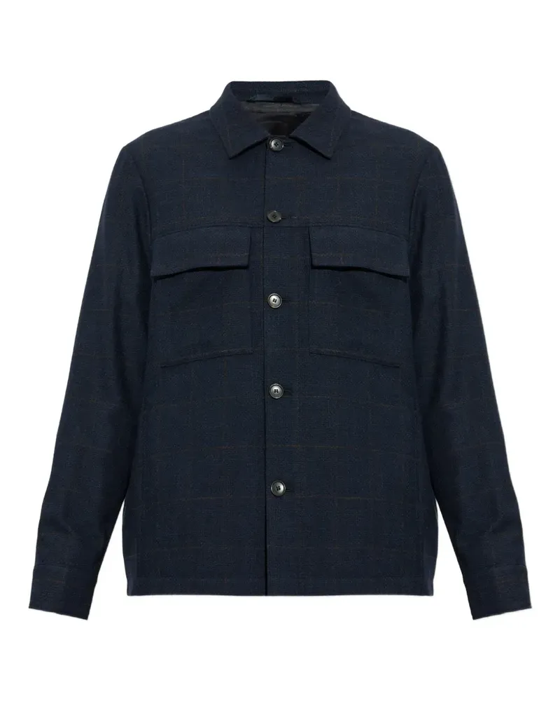 Paul Smith navy check wool-blend overshirt - Blau Blau