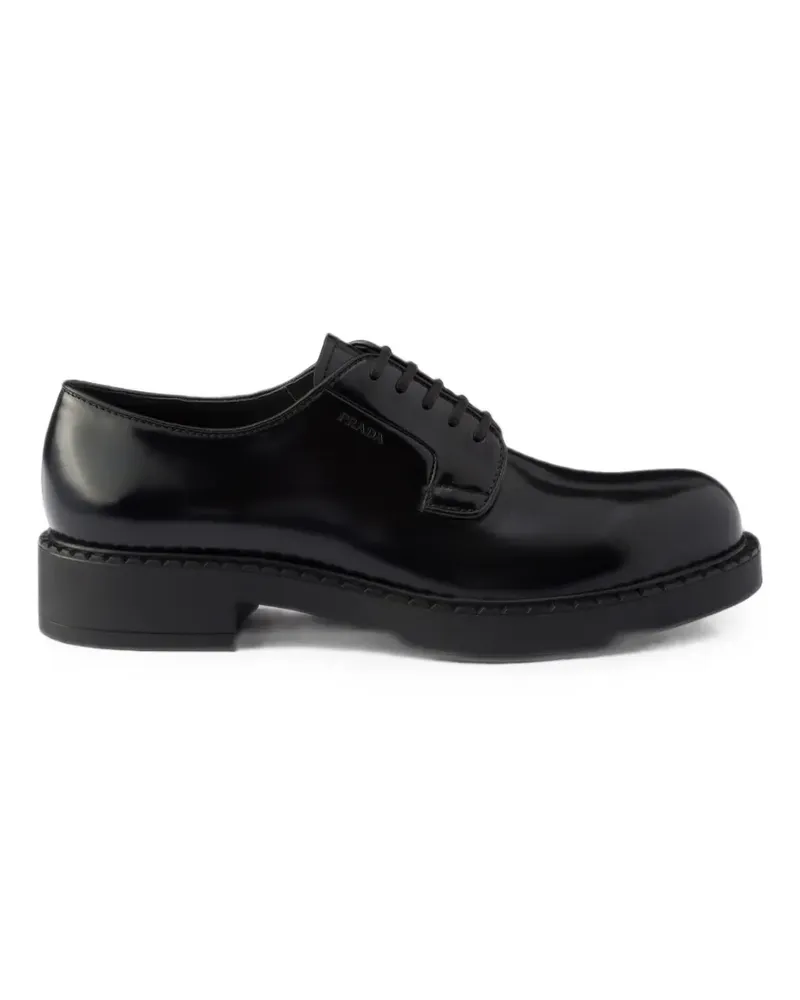 Prada chocolate brushed leather derby shoes - Schwarz Schwarz