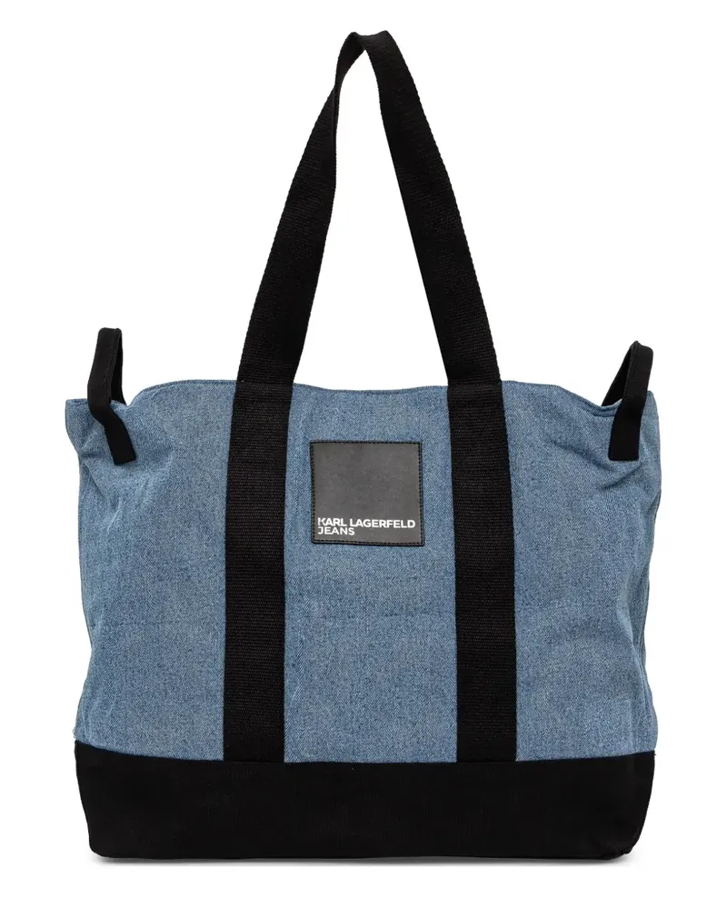 Karl Lagerfeld Schultertasche mit Logo-Patch - Blau Blau