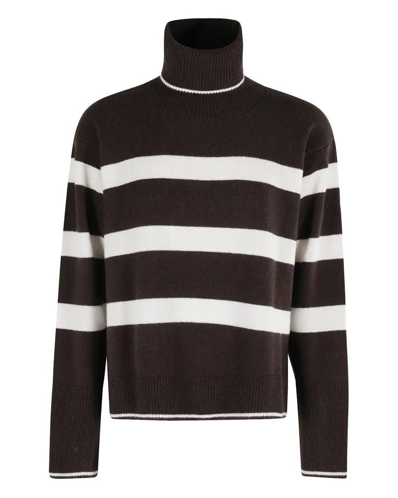 Seventy Gestreifter Rollkragenpullover - Schwarz Schwarz