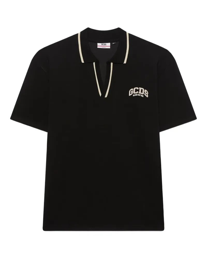 GCDS Poloshirt mit V-Ausschnitt - Schwarz Schwarz