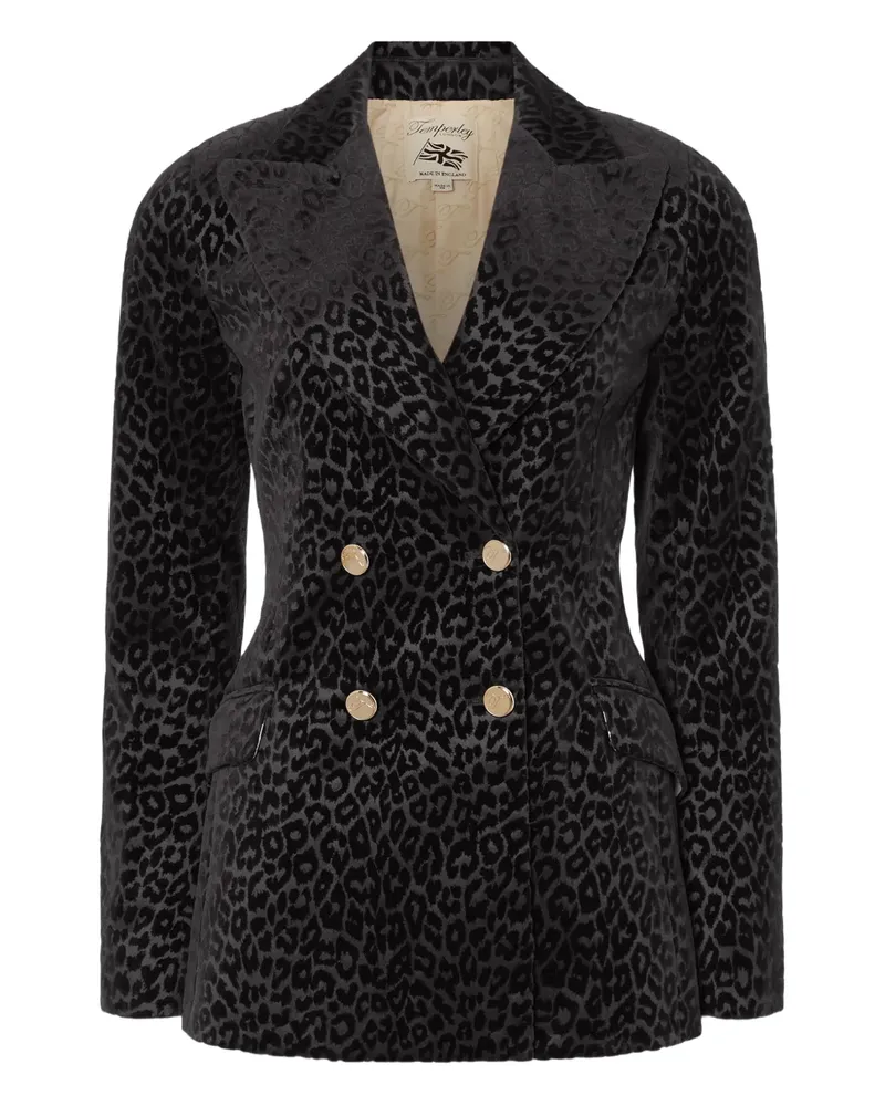 Temperley London Doppelreihiger Blazer mit Leopardenmuster - Schwarz Schwarz
