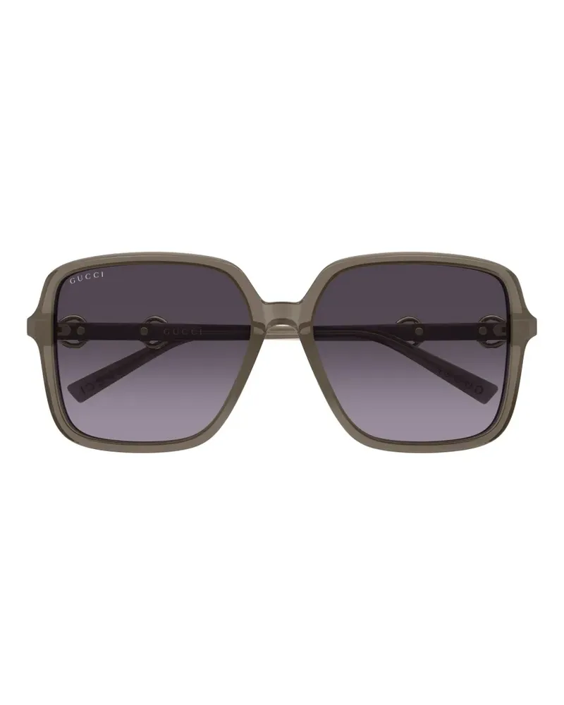 Gucci Eckige Horsebit Sonnenbrille - Grau Grau