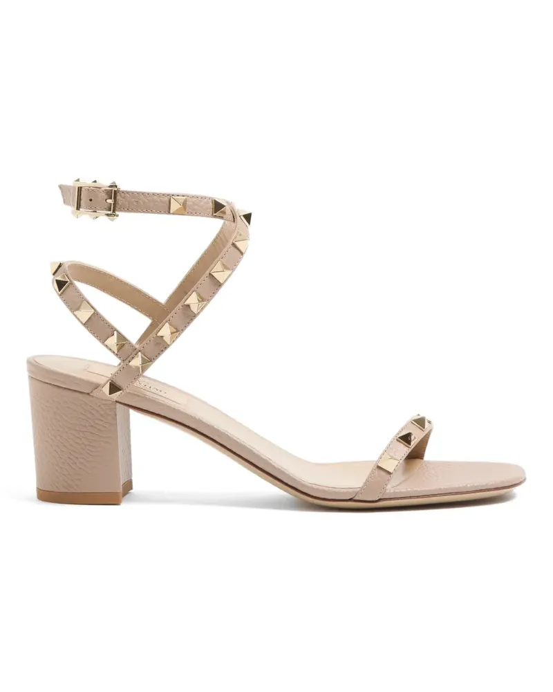 Valentino Garavani Rockstud sandals in moose-print calfskin with straps 60mm - Nude Nude