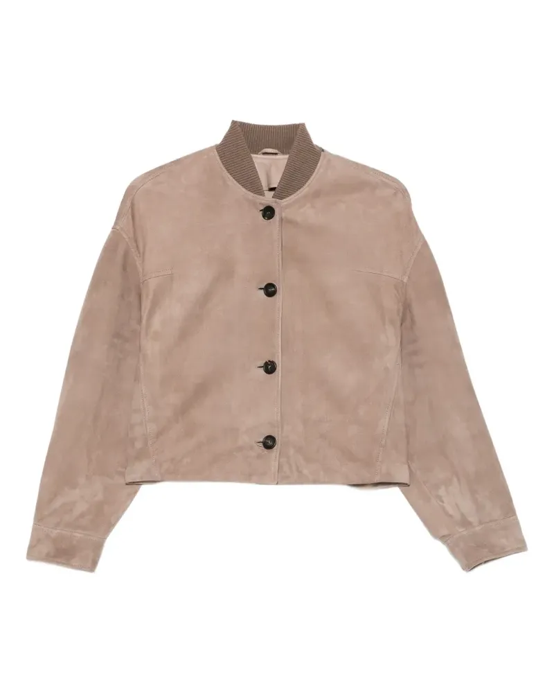 Brunello Cucinelli Lederjacke mit Knopfverschluss - Nude Nude