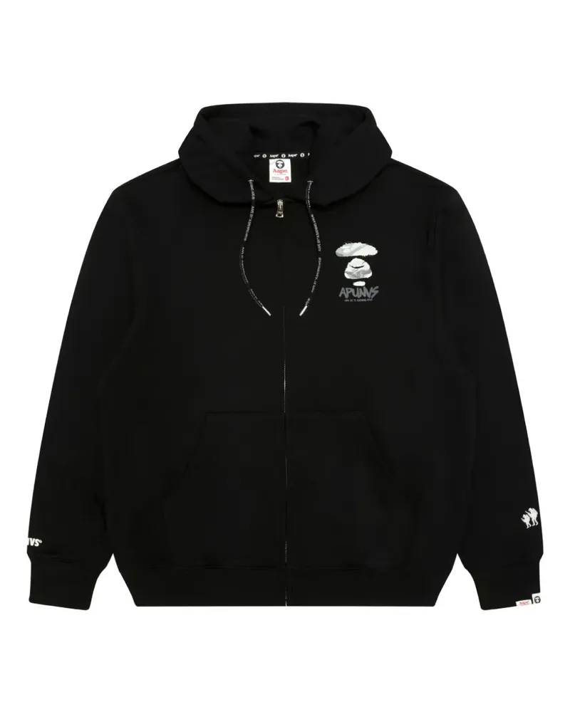 BAPE Basic logo-print zip-up hoodie - Schwarz Schwarz