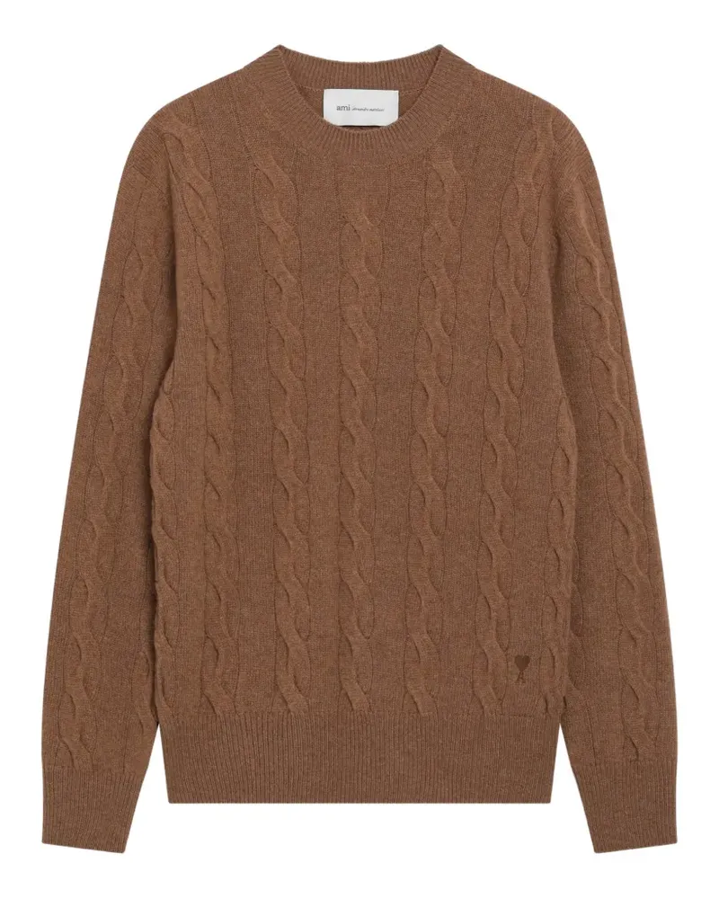 AMI Paris Pullover mit Zopfmuster - Braun Braun