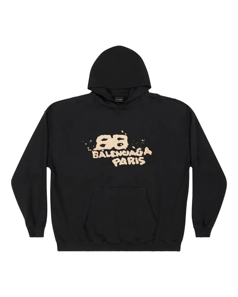 Balenciaga Hoodie mit Schriftzug - Schwarz Schwarz