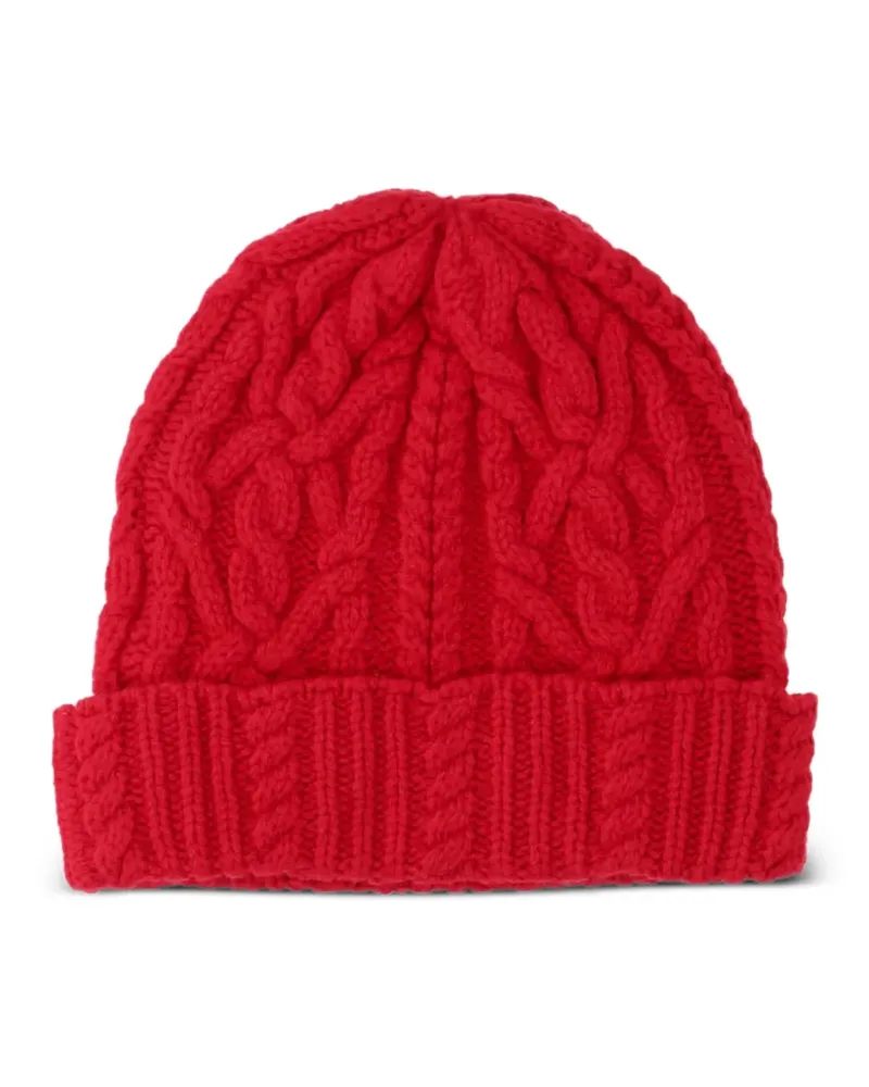 ASPESI Beanie mit Zopfmuster - Rot Rot