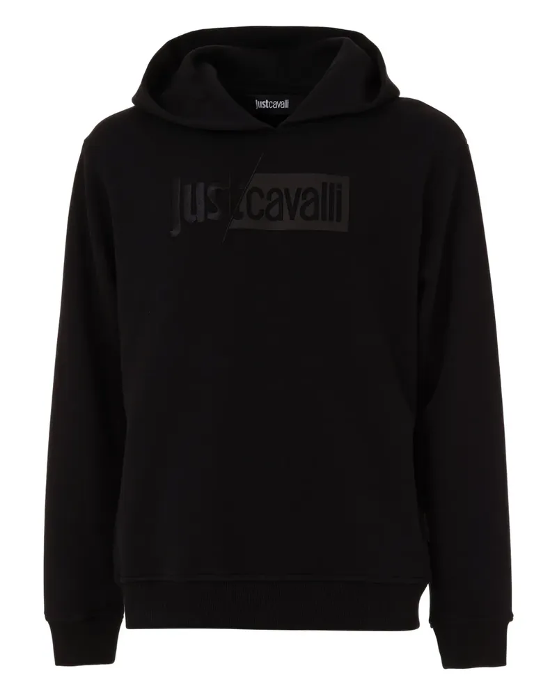 Just Cavalli Hoodie mit Logo-Schild - Schwarz Schwarz
