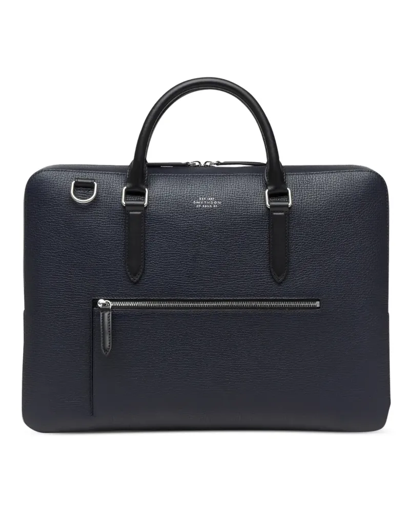 Smythson Ludlow Laptoptasche mit Reißverschluss - Blau Blau