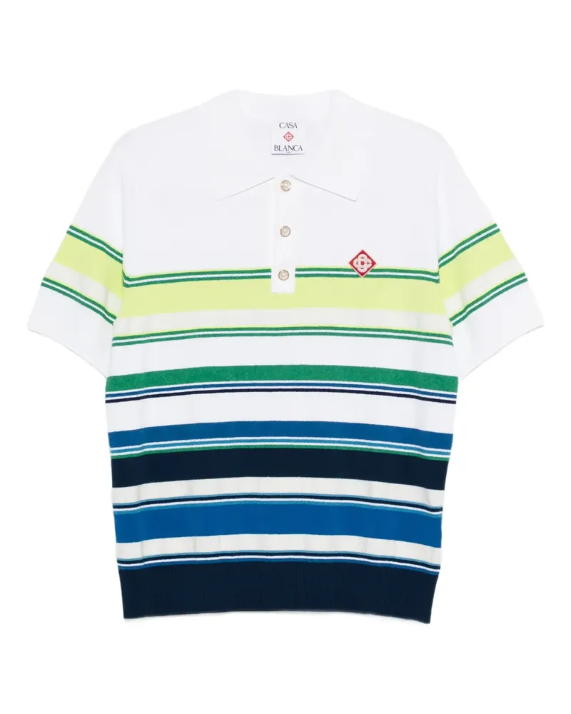 Casablanca Paris Gestreiftes Poloshirt - Weiß Weiß