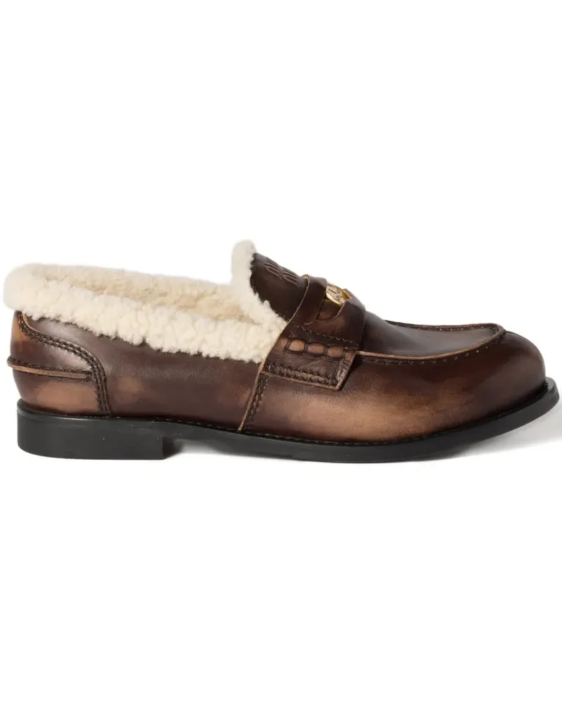Miu Miu saddle-strap leather loafers - Braun Braun