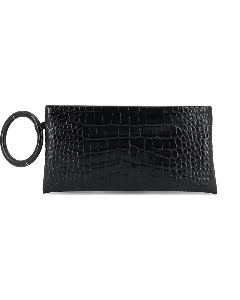 Tom Ford crocodile-effect ring-handle clutch bag - Schwarz Schwarz
