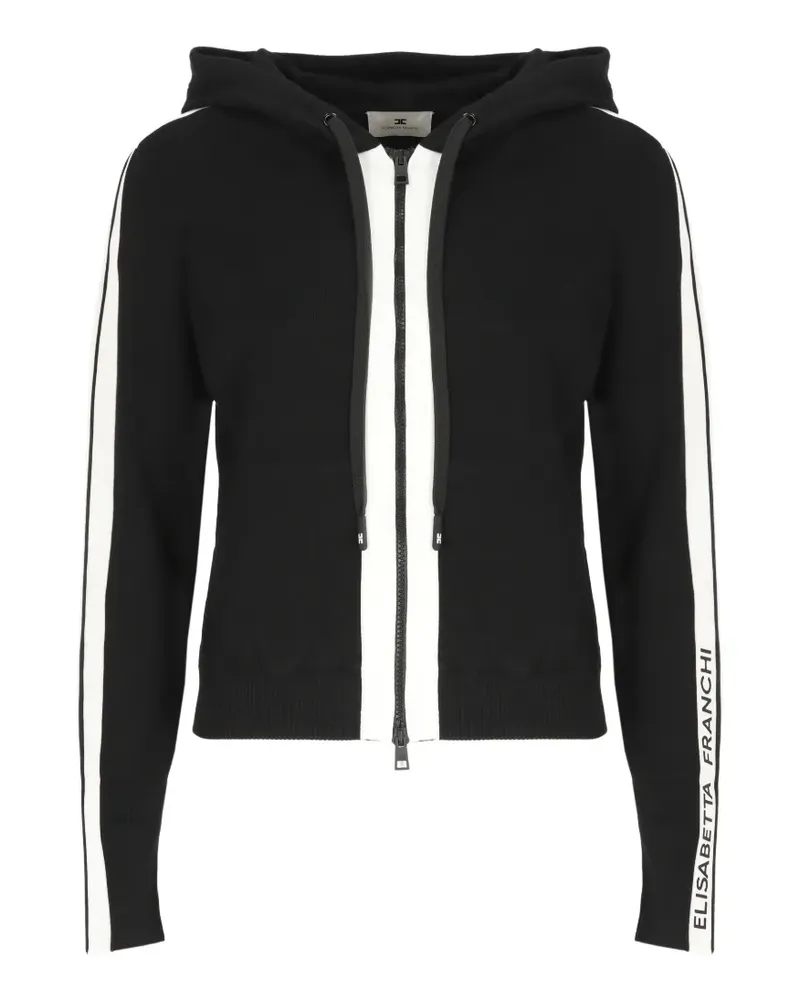Elisabetta Franchi Zweifarbiges Sweatshirt mit Logo - Schwarz Schwarz