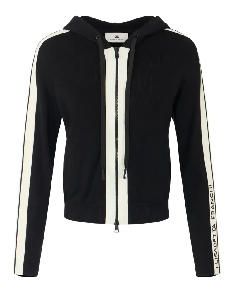 Elisabetta Franchi two-colour knit sweatshirt with logo - Schwarz Schwarz