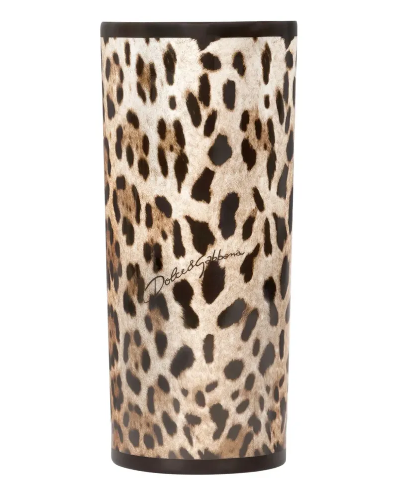 Dolce & Gabbana Zylindrische Porzellanvase mit Leoparden-Print (10cm) - Braun Braun