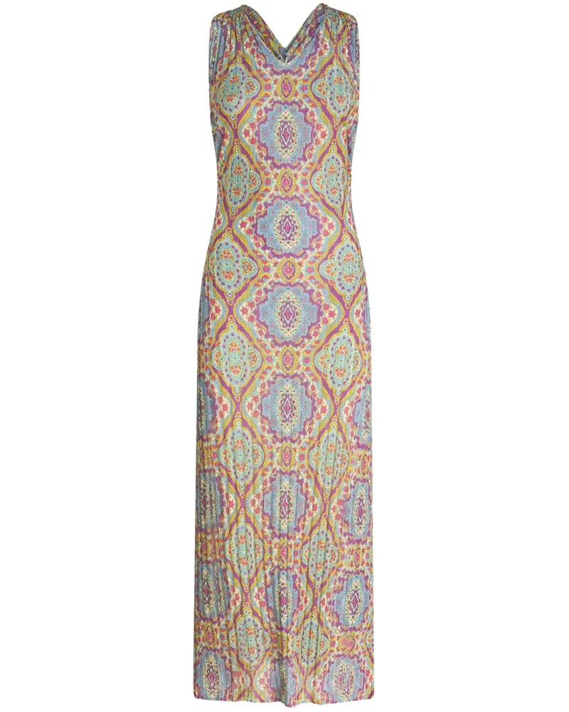 Etro Falten-Midikleid mit Medaillon-Print - Blau Blau