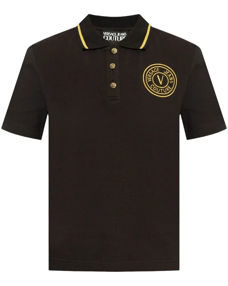 Versace Jeans Poloshirt mit Logo-Stickerei - Schwarz Schwarz