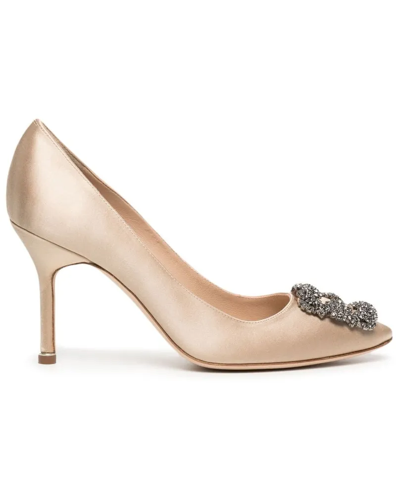 Manolo Blahnik Hangisi Pumps aus Satin - Nude Nude