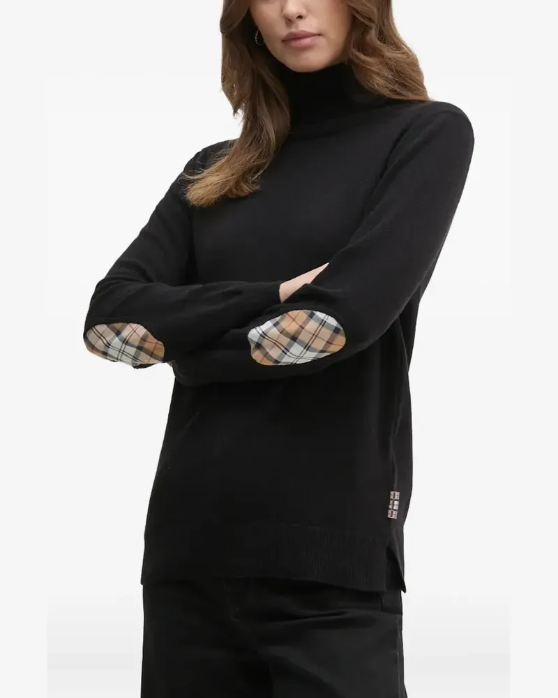 Barbour Rollkragenpullover mit Ellenbogendetail - Schwarz Schwarz