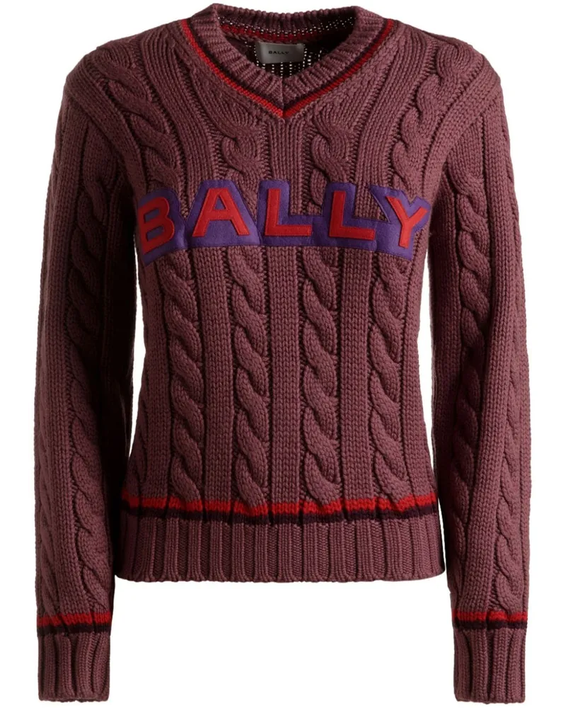 Bally Pullover mit Logo-Applikation Violett