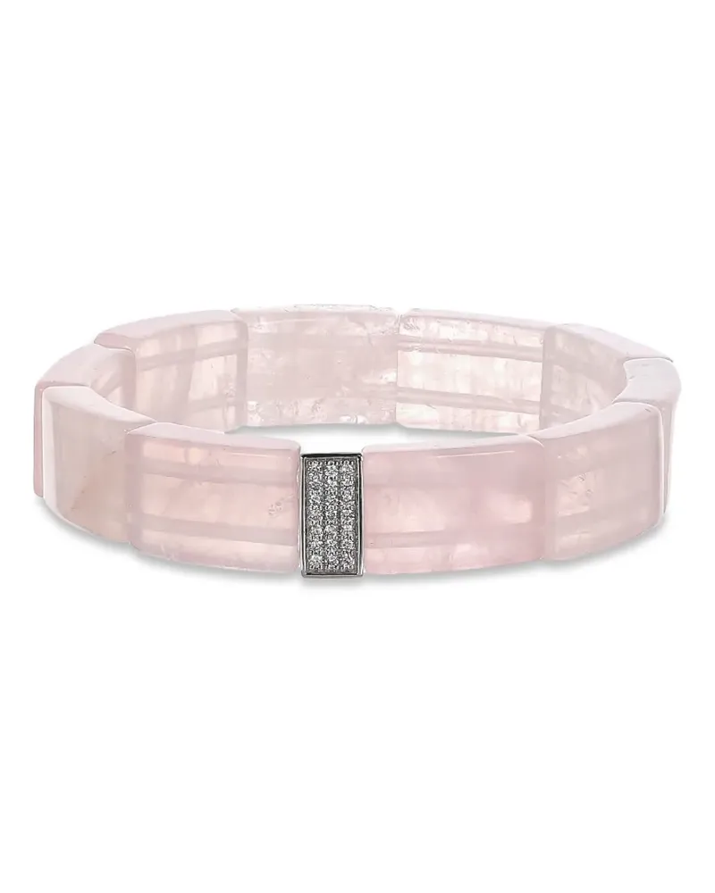 Sydney Evan Pavé-Armband mit Rosenquarz und Diamanten - Silber Silber
