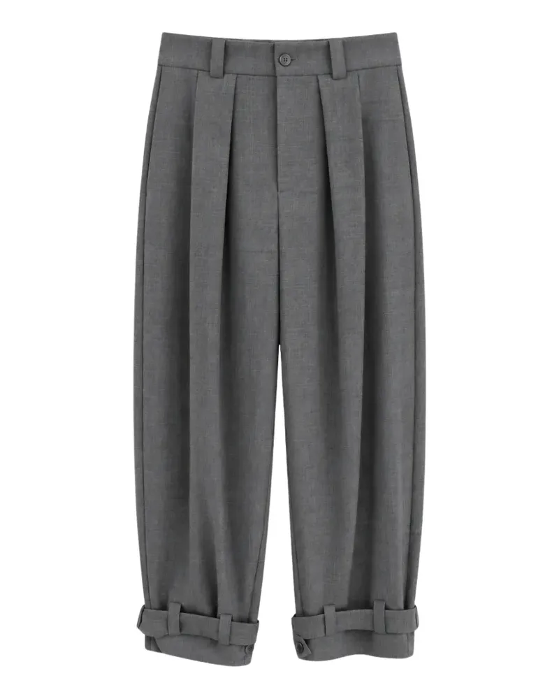 P.A.R.O.S.H. Cropped-Hose mit Faltendetail und Schnallenbündchen - Grau Grau