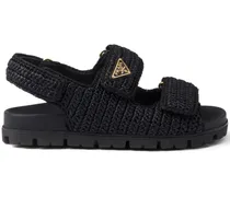 Gewebte Sandalen mit Logo-Schild - Schwarz