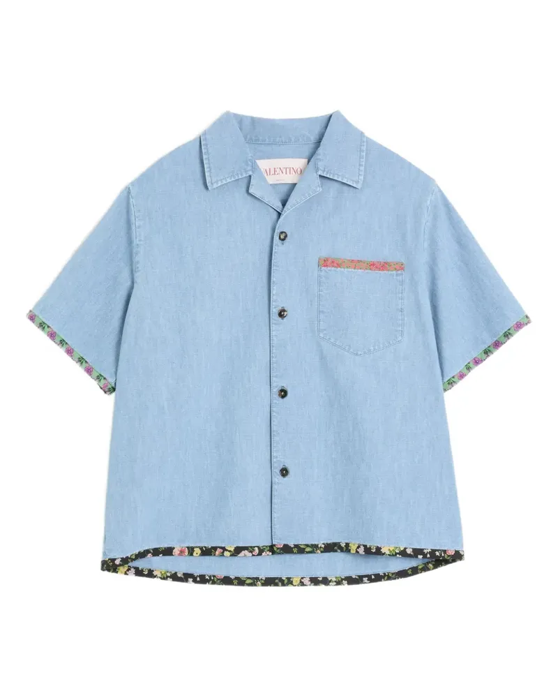 Valentino Garavani Bowlinghemd aus Denim mit Blumenbesatz - Blau Blau