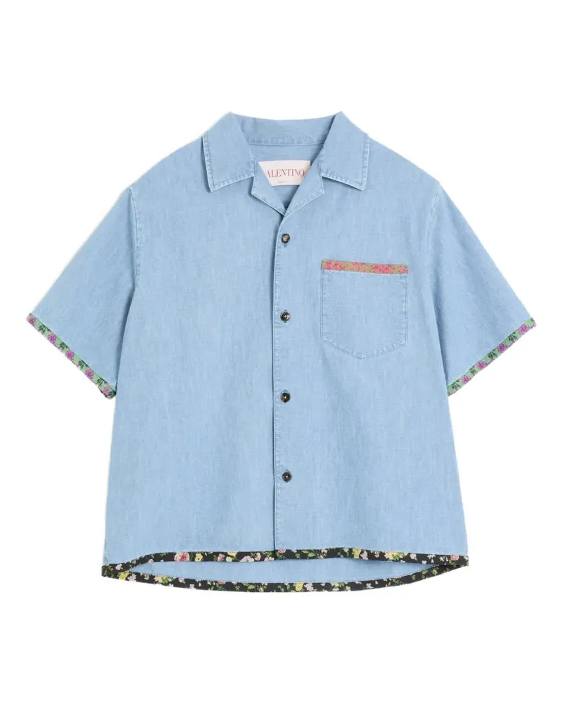 Valentino Garavani Bowlinghemd aus Denim mit Blumenbesatz - Blau Blau