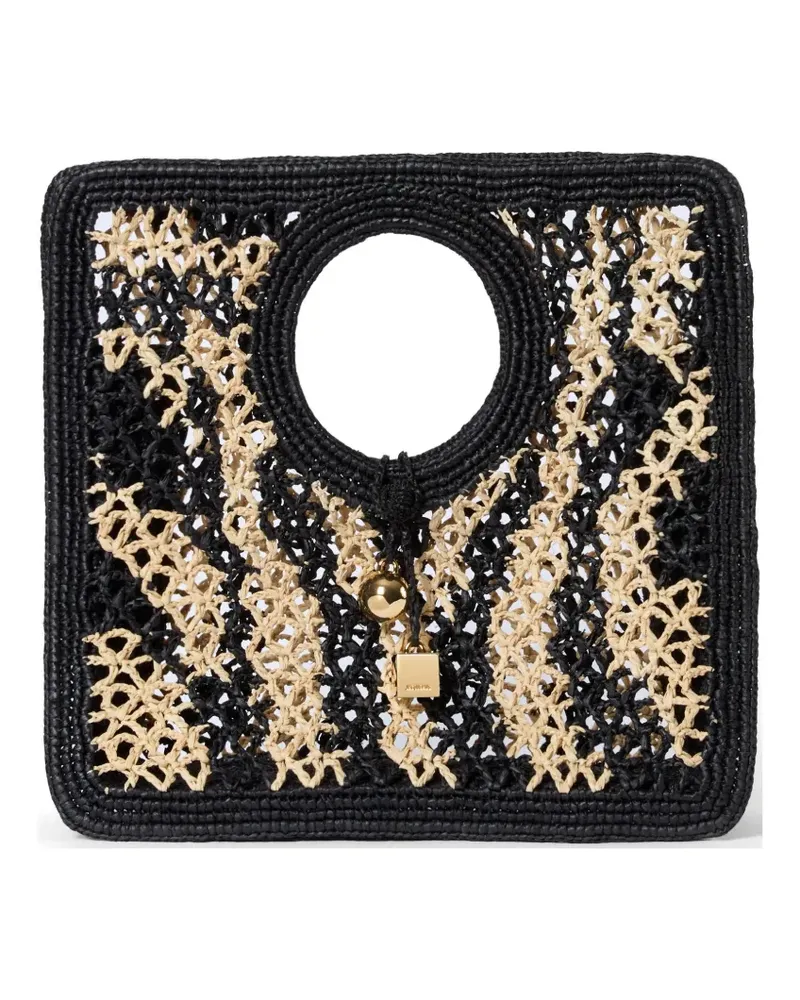 Jacquemus Kleine gewebte Tote Bag mit Anhängerdetail - Schwarz Schwarz