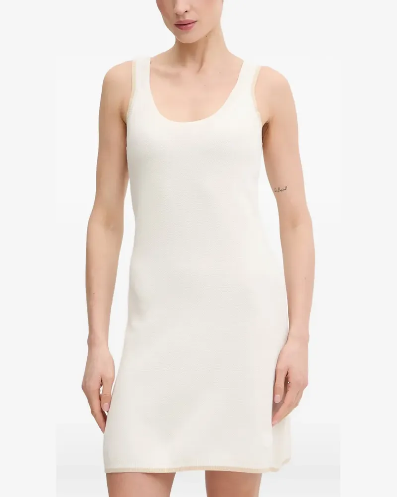 EA7 logo-patch ribbed-trim mini dress - Nude Nude