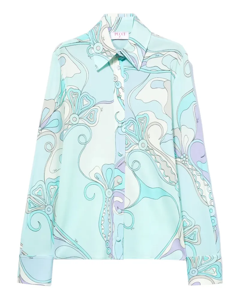 Emilio Pucci Hemd mit Orchideen-Print - Blau Blau