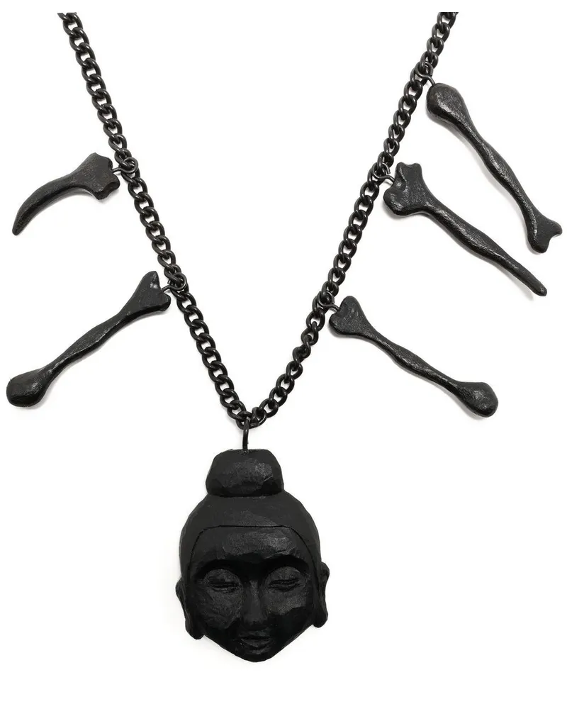 Yohji Yamamoto Halskette mit Bodhisativa-Anhänger Schwarz