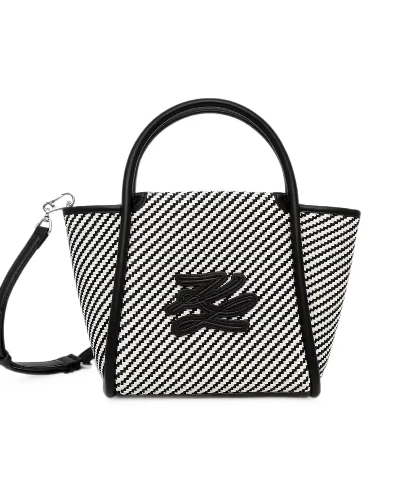 Karl Lagerfeld woven-design logo-patch tote bag - Weiß Weiß